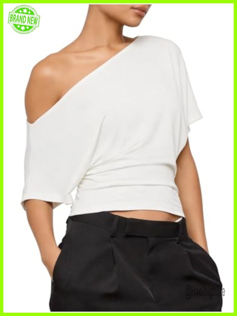 Womens Off Shoulder Short Sleeve Top Asymmetrical Going Out Summer